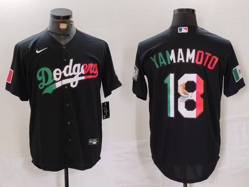 Men Los Angeles Dodgers #18 Yamamoto Black Fashion Nike Game MLB Jersey style 7015->youth mlb jersey->Youth Jersey